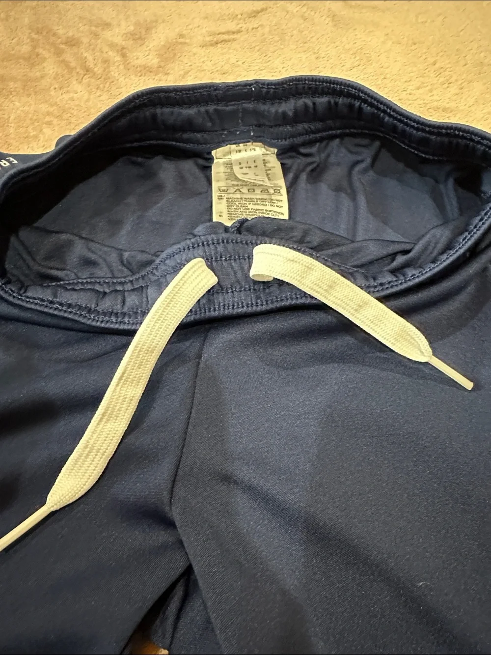 adidas Navy Performance Athletic Shorts with Logo- youth small